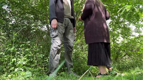 Fat MILF takes off her panties and bends over deeply to pee